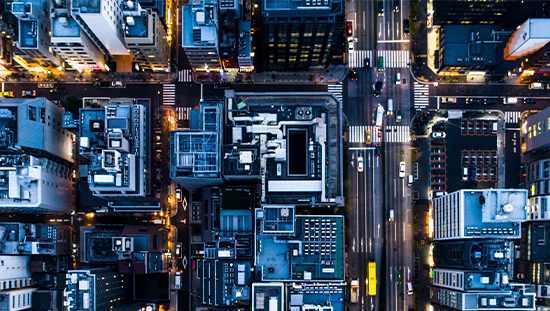 Aerial photograph of city