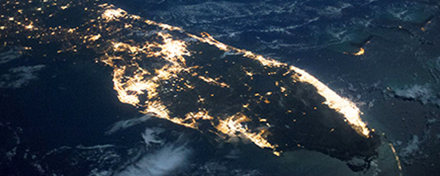 World view of Florida city lights